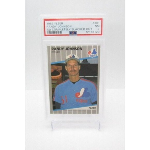 1989 Randy Johnson Ad Completely Blacked Out PSA 7 Baseball Card (AZ3) - Picture 1 of 3
